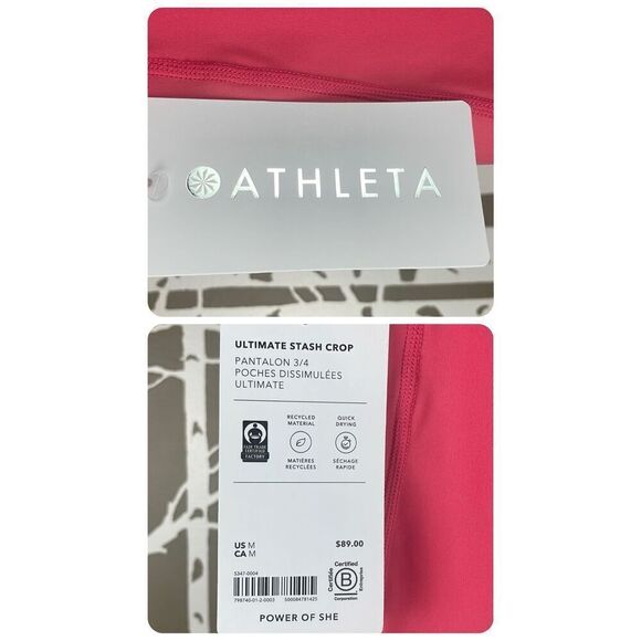 Athleta Ultimate Stash Crop NEW M Bright Coral - Picture 5 of 9